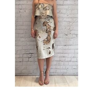 Fun! Reversible Lavish Alice sequin Bandeau crop midi dress!​​​​​​​​​​​